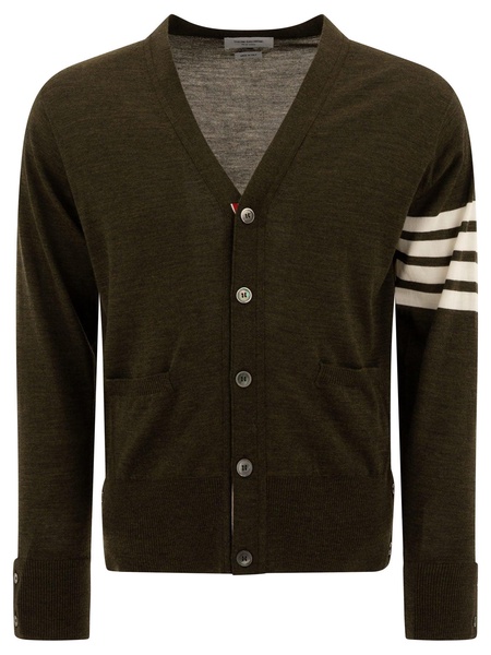 THOM BROWNE Classic Wool Knit Sweater in Green