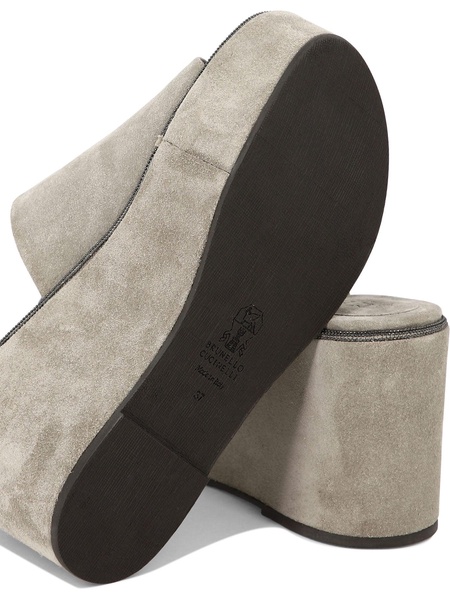 BRUNELLO CUCINELLI Suede Wedges with Luxurious Welt