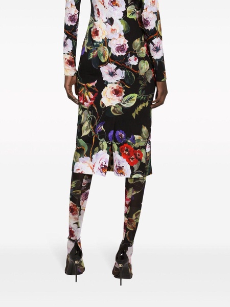 floral-print long-sleeve midi dress