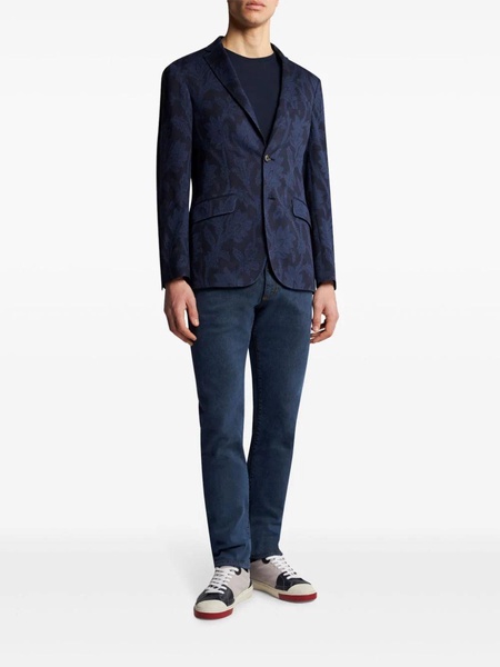 Etro Single Breasted Floral Jacquard Blazer