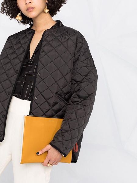 Black Quilted Jacket With Round Neckline In Recycled Fabric Woman