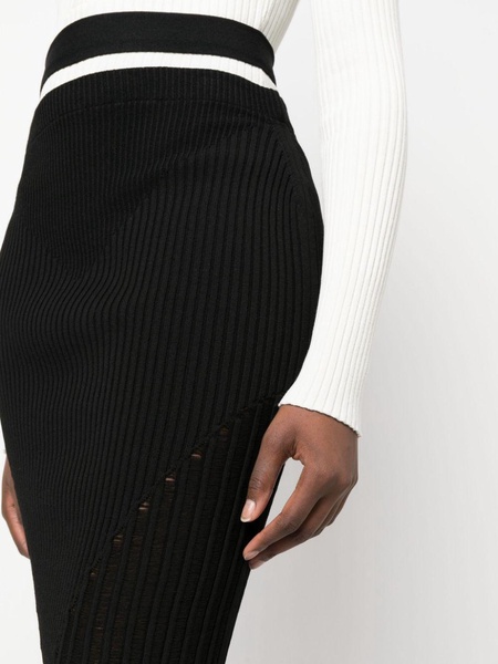 Andrea Adamo Ribbed Cut Out Midi Skirt