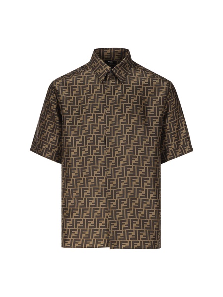 Fendi Shirts Men Silk Brown