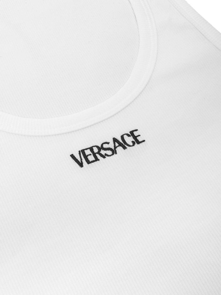 Versace Logo Ribbed Cotton Tank Top