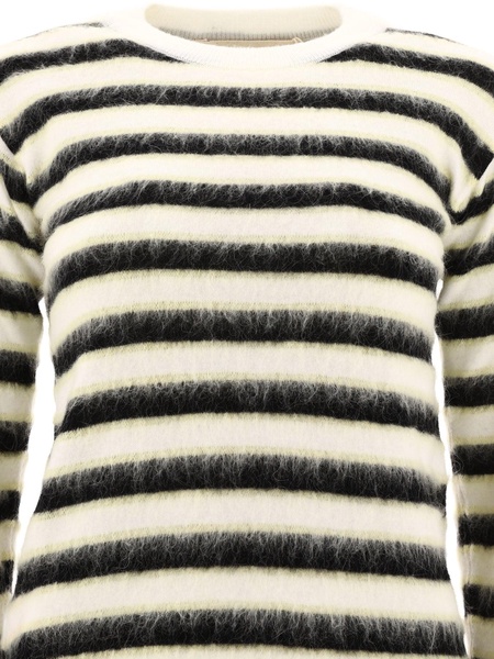 Striped Mohair Sweater Knitwear White