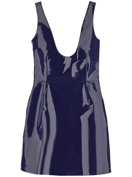 FERRAGAMO Navy Sleeveless Patent Leather Mini Dress