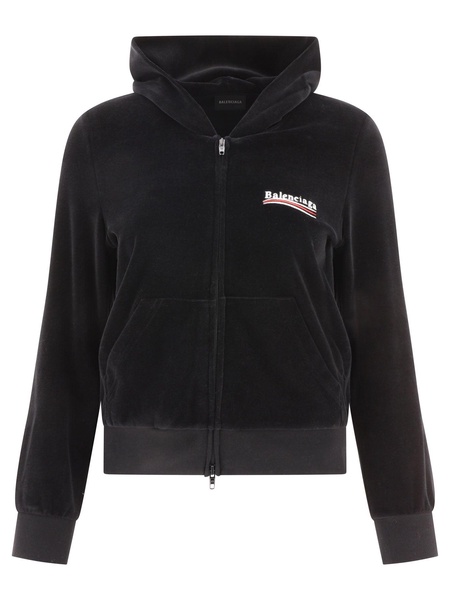 Chenille Hoodie With Logo Sweatshirts Black