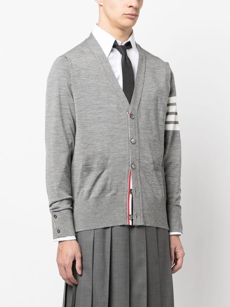 THOM BROWNE Grey Wool 4-Bar Cardigan for Men - SS24 Collection