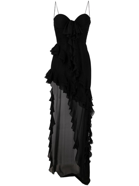 Alessandra Rich Ruffles Detail Silk Georgette Evening Dress