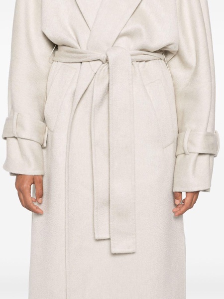 Hand-crafted coat in cashmere double beaver cloth with monili