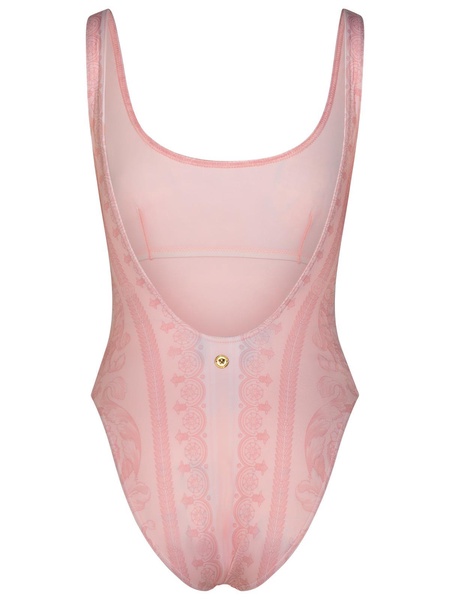 Versace 'Barocco' One Piece Swimsuit In Pink Polyester Blend