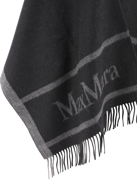 Max Mara Jacquard Logo Decorated Wool Poncho