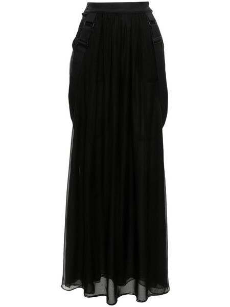 MAX MARA Black Silk Chiffon Long Skirt for Women