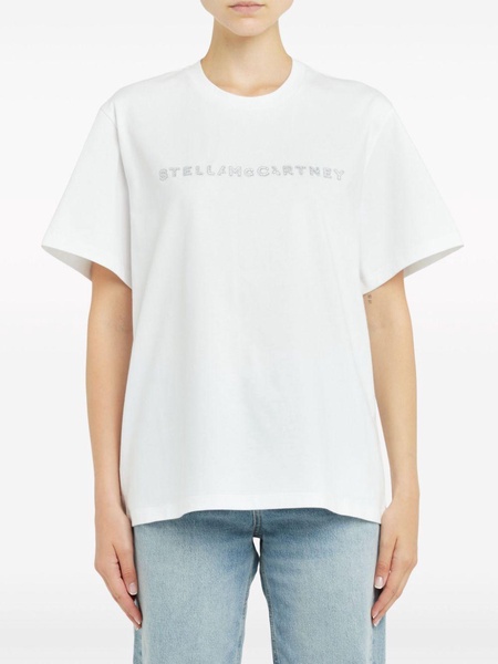 Stella Mc Cartney Crystal Embellished Logo T Shirt