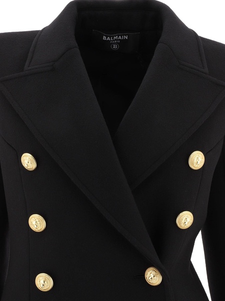 Balmain Double Breasted Coat With Gold Buttons