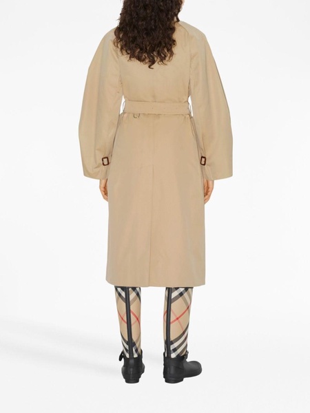 Check-pattern cotton trench coat