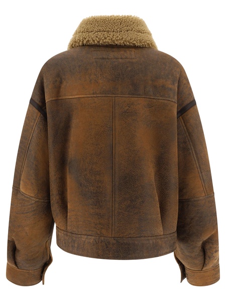 ACNE STUDIOS Luxury Brown Shearling Leather Jacket for Women