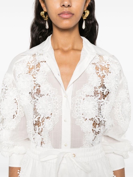 Zimmermann Halliday Shirt In Floral Lace