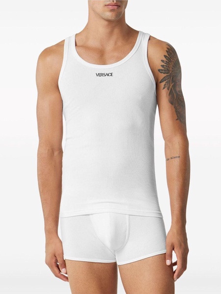 Versace Logo Ribbed Cotton Tank Top