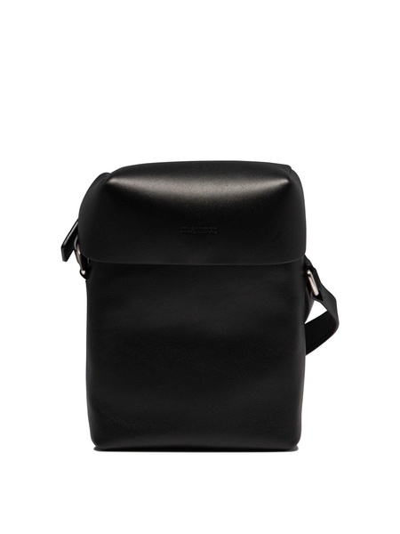 JIL SANDER Mini Lid Men's Black Leather Crossbody Bag - FW24