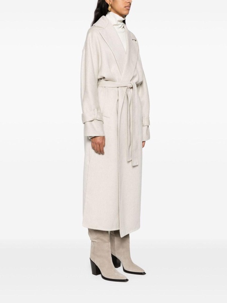 Hand-crafted coat in cashmere double beaver cloth with monili