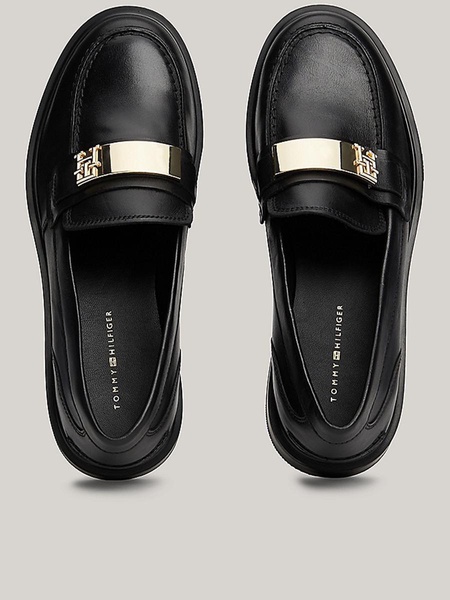 Tommy Hilfiger Logo Leather Loafer Shoes