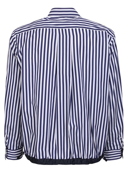 Sacai Striped Logo Embroidered Collared Button-Up Shirt