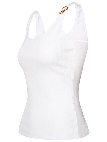 Blumarine White Cotton Tank Top Woman