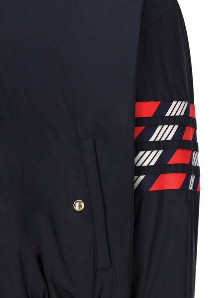 Thom Browne 4-Bar Striped Zipped Puffer Bomber Jacket