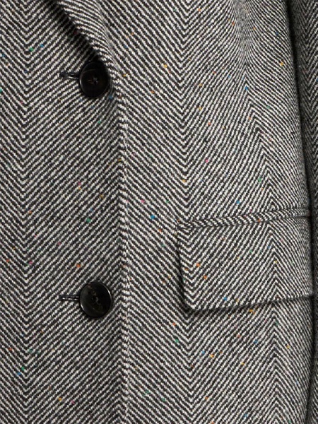 herringbone-pattern double-breasted coat 