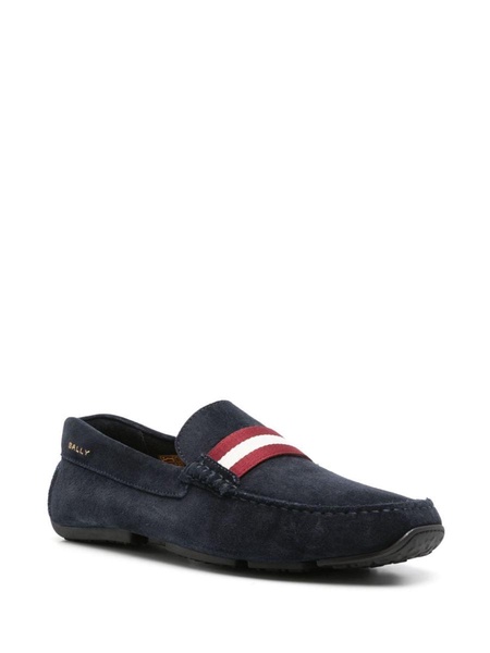 stripe-detail suede loafers