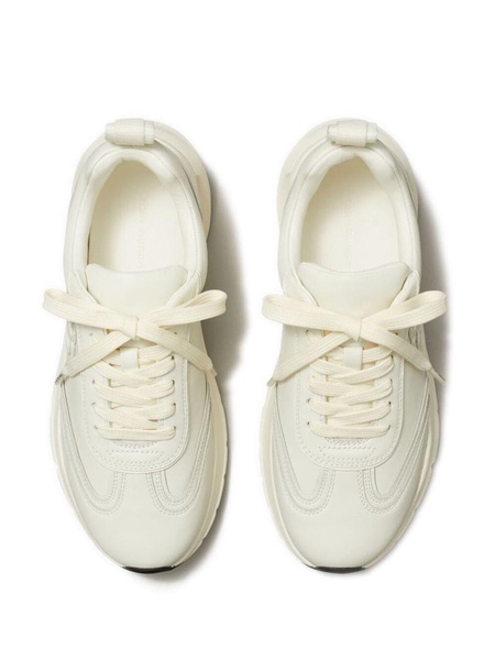 logo-embossed leather sneakers