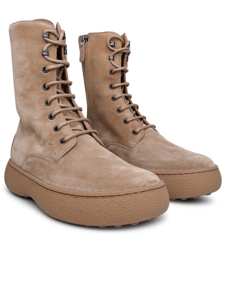 Tod's Beige Suede Ankle Boots Woman