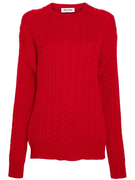 Miu Miu Crew-Neck Cable-Knit Jumper