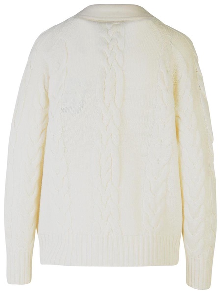 Max Mara 'Micio' White Wool Blend Cardigan Woman