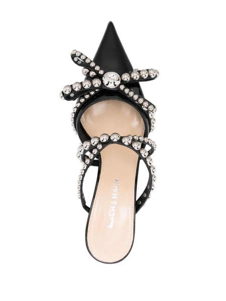 Mach & Mach Crystal Studs Patent Leather Mules