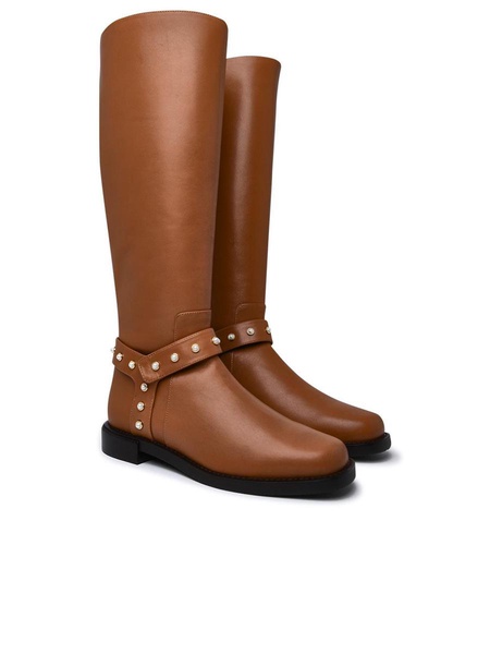 Stuart Weitzman Leather Pearl Moto Boots