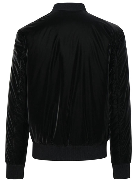 Philipp Plein Black Polyester Bomber Jacket