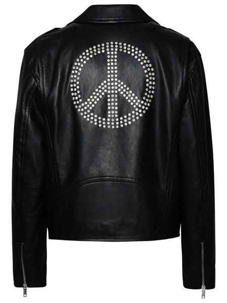 Moschino Jeans Zipped Leather Biker Jacket