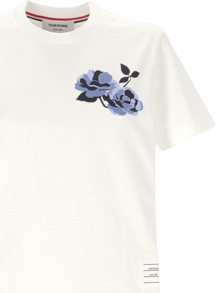 Thom Browne 'Rose' White Cotton T-Shirt Woman