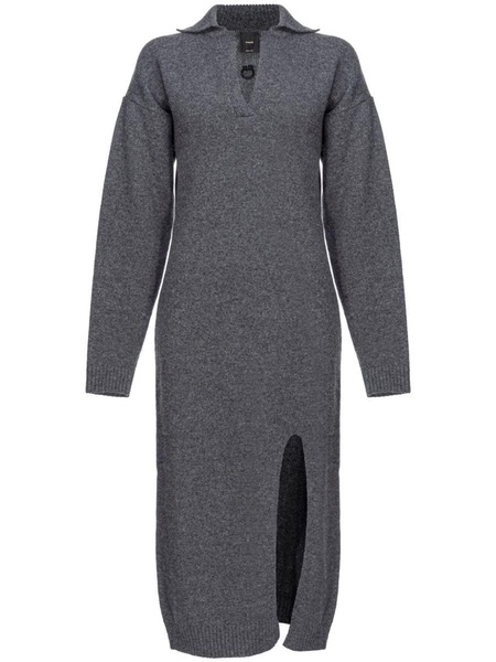 Pinko Vellutato Midi Dress In Wool And Cashmere With Slit