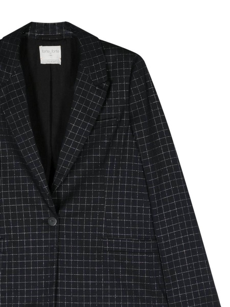 grid-pattern single-breasted blazer