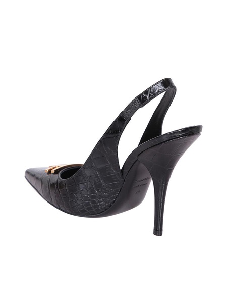 Tom Ford Logo Plaque Slingback Strap Pumps