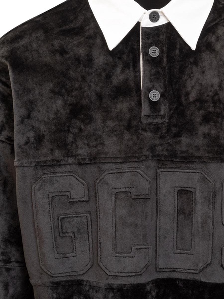 GCDS Logo Patch Long-Sleeved Polo Shirt