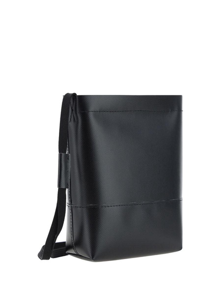 logo-print faux-leather crossbody bag