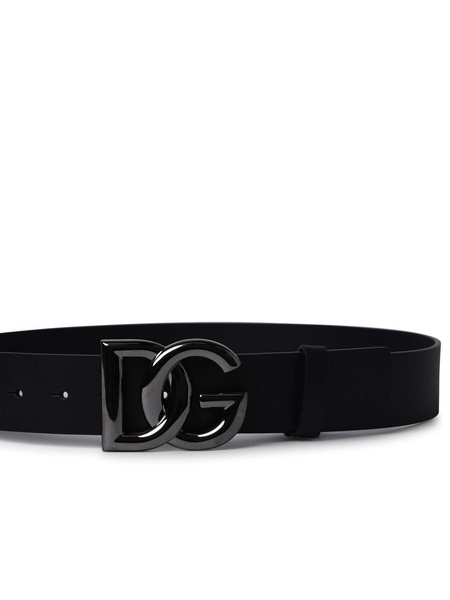 Dolce & Gabbana Black Leather Dg Belt