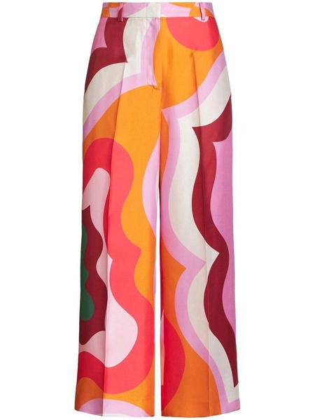 wave-print wide-leg trousers