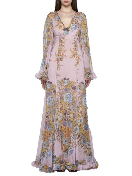 Etro Allover Floral Printed V-Neck Maxi Dress