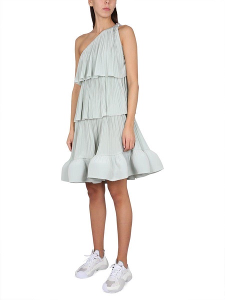 pleated one-shoulder dress