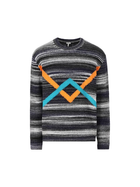 Loewe Striped Knit Sweaters Blue